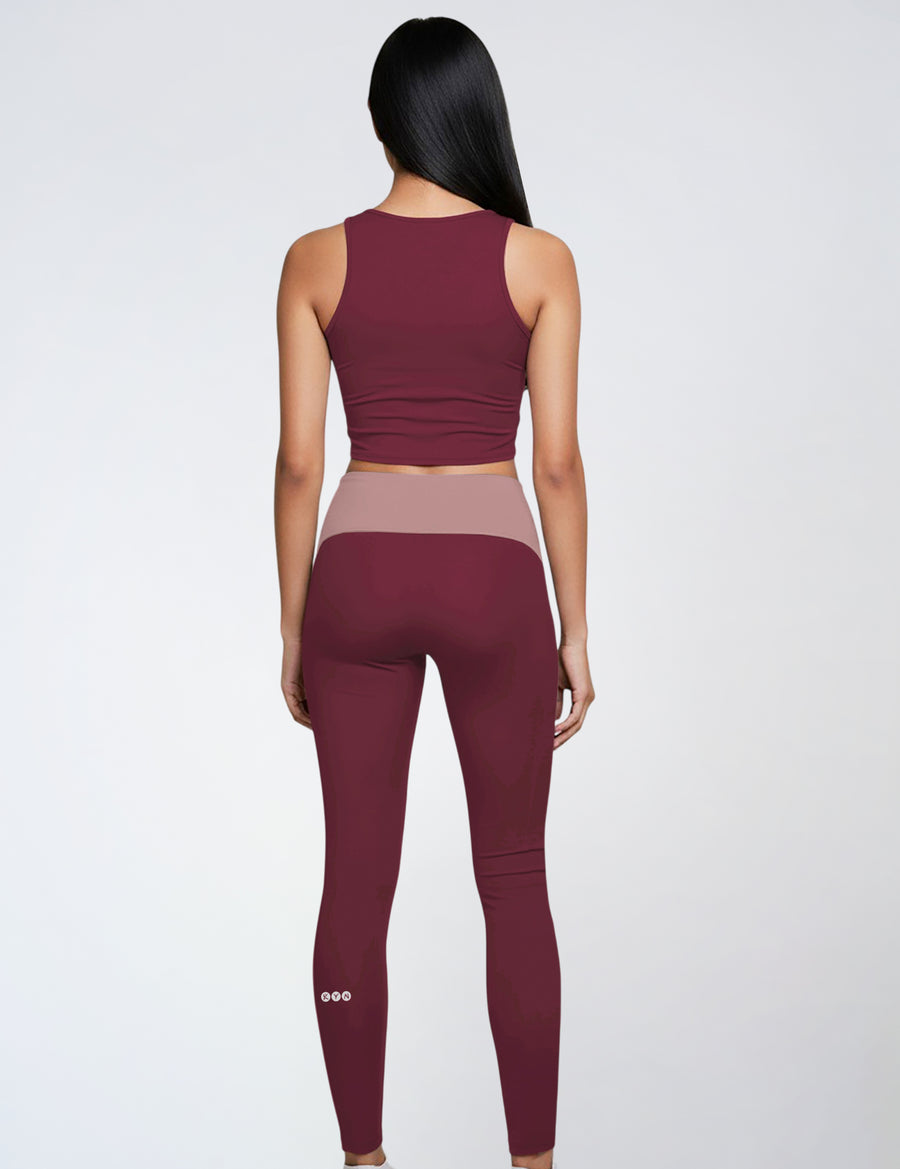 Burgundy/Dusky Pink Form Leggings