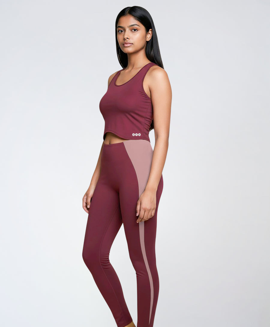 Burgundy/Dusky Pink Form Leggings